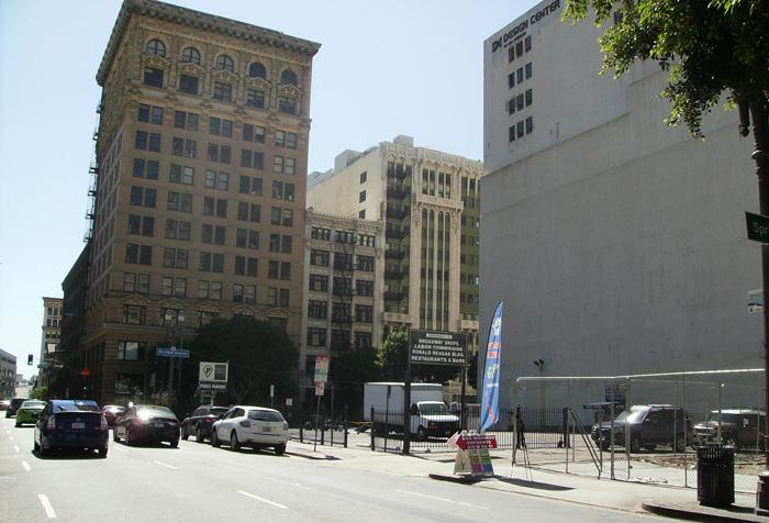 View 9: From the northwest corner of the intersection of Spring Street and Fourth Street,