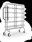 Shelves and baskets can be pulled out halfway for easier access and the trolley is easily secured for safe transport.