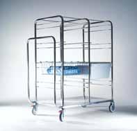 The trolley can be cleaned disinfected in a washer-disinfector, as the doors can be opened 20 and fixed in the open position also very convenient when loading and unloading.