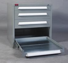 Adjustable on 3/" vertical centers 2-1/2" d with 1-3/" raised edges on back and sides 2" lowered front edge with typical drawer handle Field or factory installed Cat. No.
