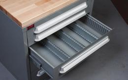 MODULAR DRAWER CABINET ACCESSORIES Drawer Options artitions Used to divide drawer front-to-back, or side-to-side Slots (segments) on drawer walls allow for base flanged partitions to securely fit in