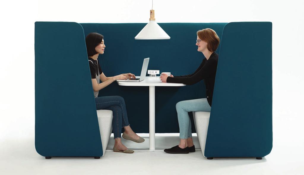 designed by keith melbourne Bota Booth. Bota Booth is a relaxed meeting hub of two facing lounge units surrounded by an acoustic cocoon.