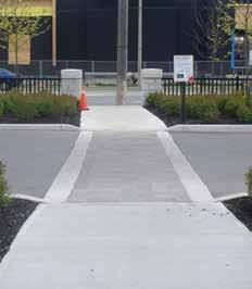 to differentiate pedestrian and vehicular zones; incorporates traffic calming features and, landscaping and tree planting shall be included as part of the private road streetscape. 2.