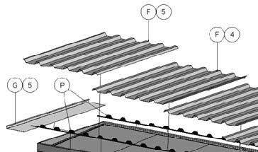 6.1.9 Mount side profiles and corners along the edges of the roof to protect persons Profiles N and O with the rectangular holes are for the long and lower side of the roof because rain can escape