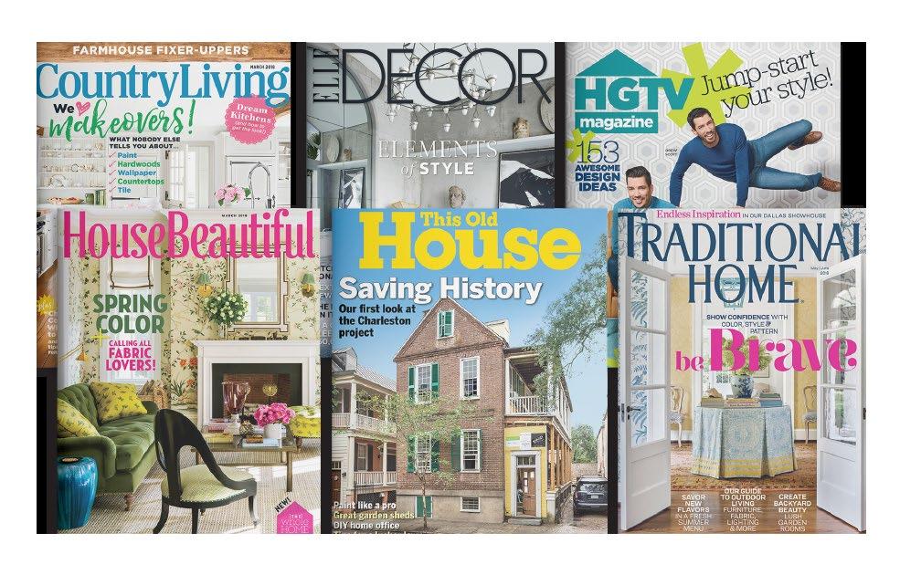 Featured Network Issues: HGTV DIY Decorating Elle Décor Outdoor Style This Old House The Kitchen & Bath Issue House Beautiful Small Spaces Traditional Home Masters of Design Country Living The No