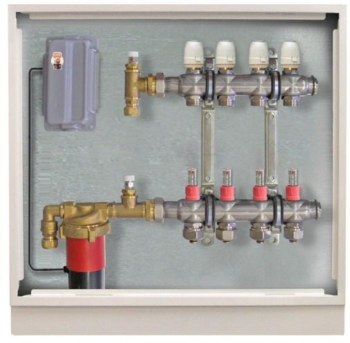 room) Suitable for 16/2mm Pro-Pipe Mounted in a metal cabinet The Kit includes: SDU-Z-P-CU Manifold Pro-Pipe 16/2mm made of Pro with an oxygen barrier layer Length per loop 90m 2 Each loop covers
