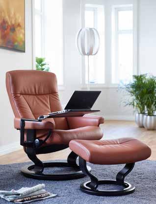 Stressless President (M) Classic Recliner shown in Paloma Copper/Wenge. Stressless Computer Table.