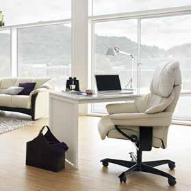 The combination of the comfort of a Stressless recliner and the mobility of a wheeled office chair provides you with the ability to get the job done, without the stiffness in