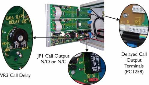 4.4.9 Delayed Call Output (JP1 & VR3 PC1321) The Delayed Call Output is an Option that causes a pair of volt free contacts to