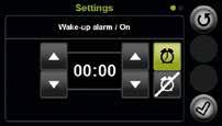 You can use the arrow keys on the left to set the hours and those on the right to set the minutes The wake-up alarm buttons can be used to turn the alarm on and off. a. b. c. You can choose between daylight saving time and standard time here.