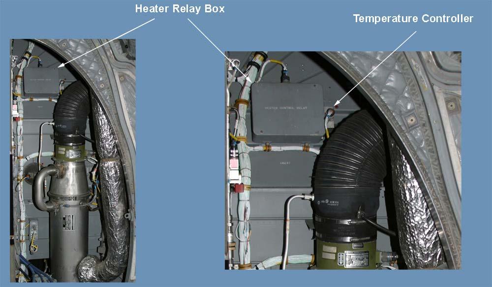 h. Heater control box. (1) Metal box construction with a removable cover located on the back wall of the heater closet. (2) Four relays are mounted in the box.