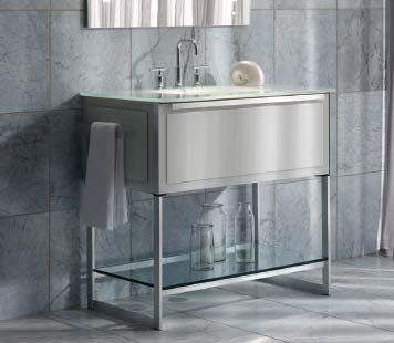 Adorn Vanities ADORN Combining a single drawer and glass shelf, the Adorn vanity provides storage