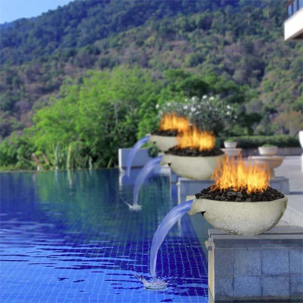 You'll end up with a beautiful fire feature on top, with an invigorating fountain off the side.