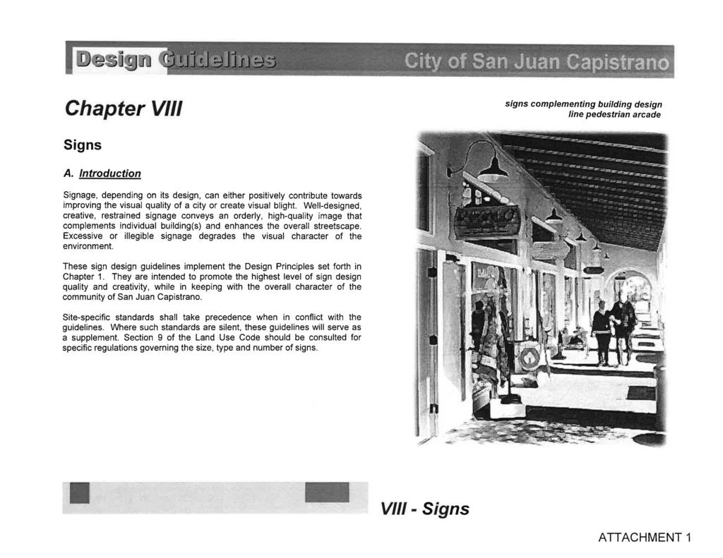 Chapter VIII signs complementing building design line pedestrian arcade Signs A.
