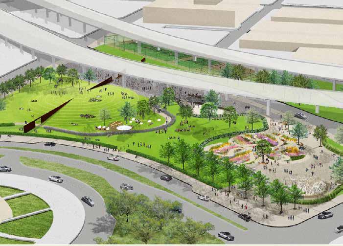Carpenter Park will provide much needed open space in the area and will help connect the two sides of I-345 Source: Hargreaves Associates Pacific Plaza, slated to begin construction in 2018, will
