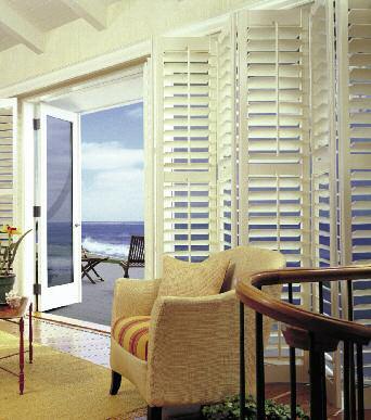 Palm Beach Shutters Palm Beach shutters from Hunter Douglas feature two shutter styles and louver sizes that combine fashionable good looks with superb durability.