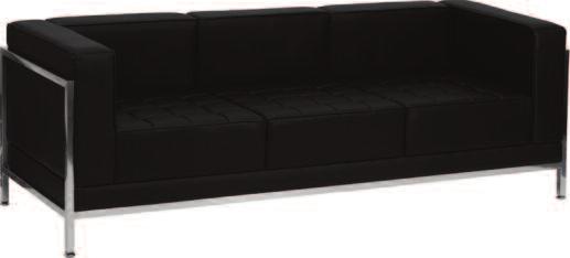 Leather Sofa with Polished Chrome Frame