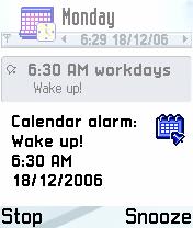 Note: When time for alarm comes you will see a dialog with information for this alarm.
