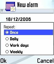 Once - You can define this type of alarm for any event that will happen only once, at exactly date and time. Daily - At exactly time everyday.