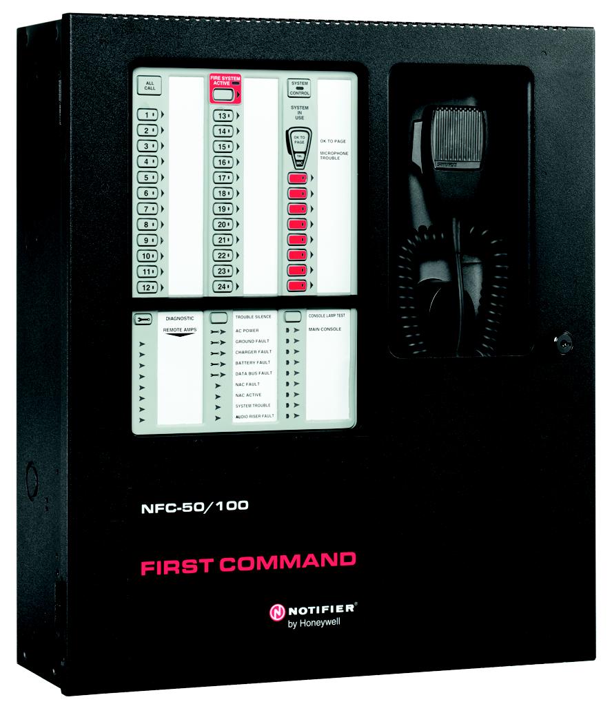 NOTIFIER FirstCommand NFC-50/100(E) DN-60772:A4 General Notifier s First Command NFC-50/100 and NFC-50/100E are multipurpose emergency voice evacuation panels for fire applications, mass notification