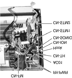 (Fig. 4) Release the hooks that hold the Electronic Controller and pull out the Electronic Controller. (Fig. 4) Release the CN-FM connector. (Fig. 4) Release the AC01 (white) connector.