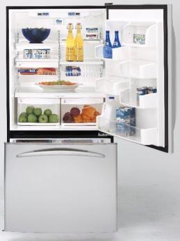 full-extension freezer baskets ClearLook adjustable gallon door bins Freezer drawer Optional Integrated icemaker with GE