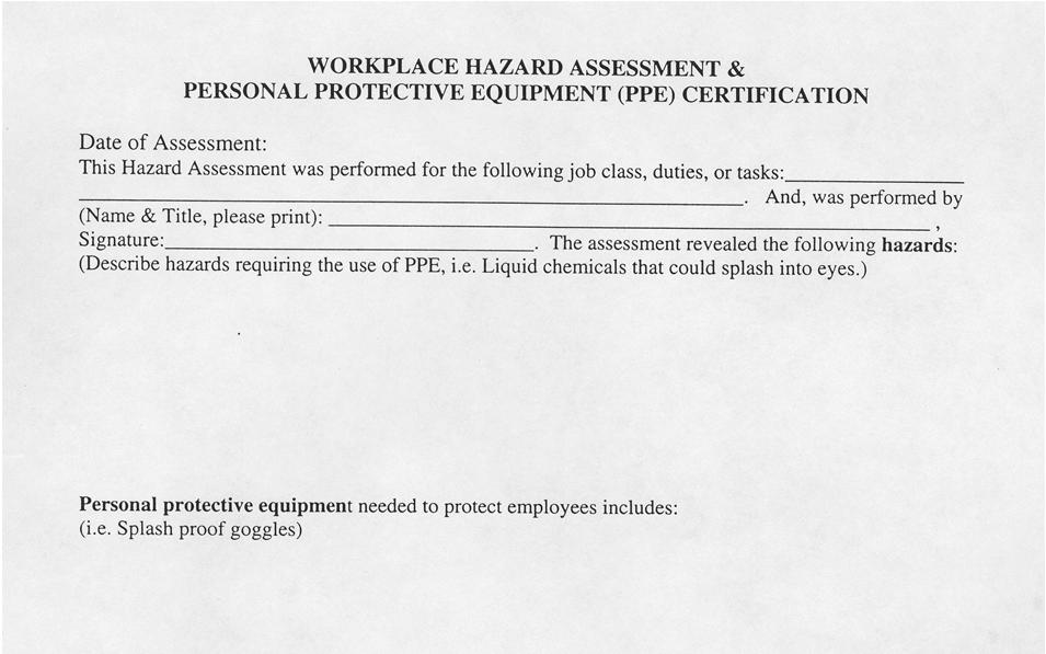Completed hazard assessment