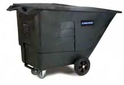 wheels: 5" swivel casters with rubber tread Front wheels: 12" HDPE injection molded wheels Made of post consumer recycled material Meets EPA recommended recovered materials content levels for office