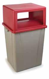 Waste Containers 56 Gallon Container Rugged construction and pleasing aesthetics for high volume applications both indoor and outdoor Integrated bag stays and venting channels allow for easy bag