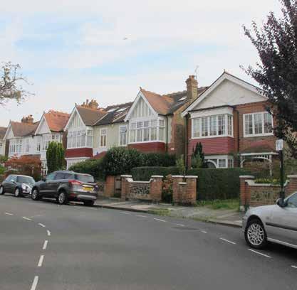 Edwardian brick semi-detached houses concentrated in streets to the south and east of the area Conservation Area 12.
