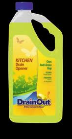 Cleans tough blocks while freshening drain and disposers. DOB06N DrainOut Drain Opener 6/16 fl. oz. (473 ml) DOB0632N DrainOut Drain Opener 6/32 fl. oz. (946 ml) DOK06N DrainOut Drain Opener 6/16 fl.