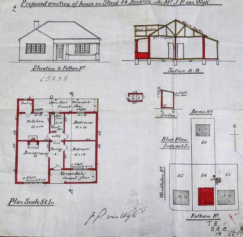 Original plan for Stand 84, Brixton Fig.