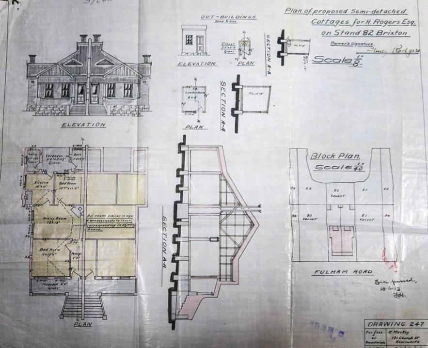 Original plan for Stand 82, Brixton Fig.