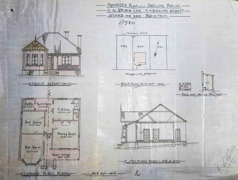 Original plan for Stand 390, Brixton Fig.