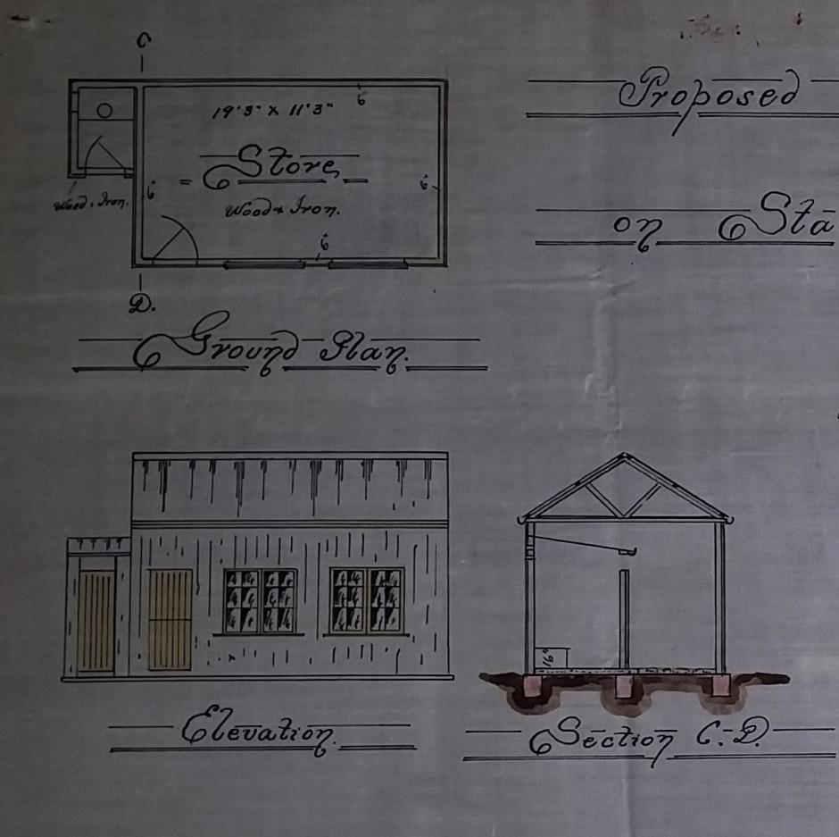 Fig. 188 Detail of corrugated iron shed from original plan for