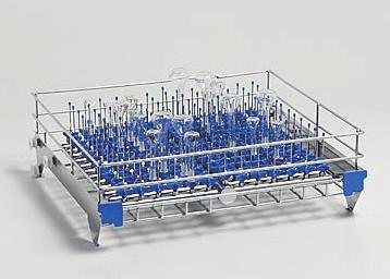 Type 3 Mixed basket with washing nozzles and possibility of test tubes washing Empty rack code Maximum glassware diameter accepted, related number of glassware positions, upper/lower machine levels