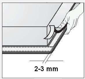 The gasket should be attached to the appliance in the following way: - Remove the protective film from the gasket.