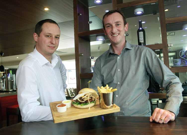 Marcon serves up tasty makeover for popular eatery (l-r) Colin Brown, Bar Manager, Tate s Bar & Grill and Mark McElroy, Director, Marcon Fit-Out Marcon is celebrating another success after the