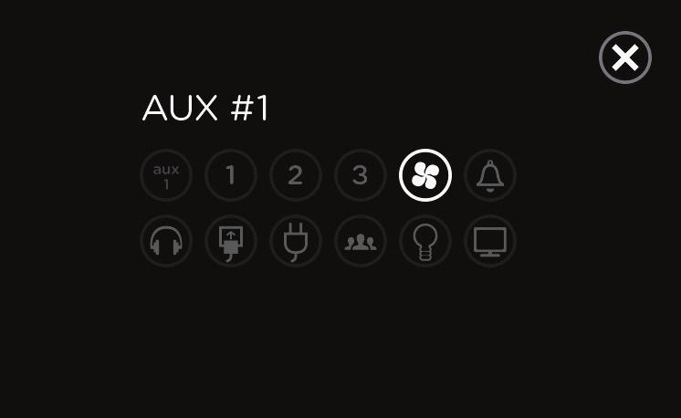 On the control center, press and hold an Aux position to change its icon. 6.