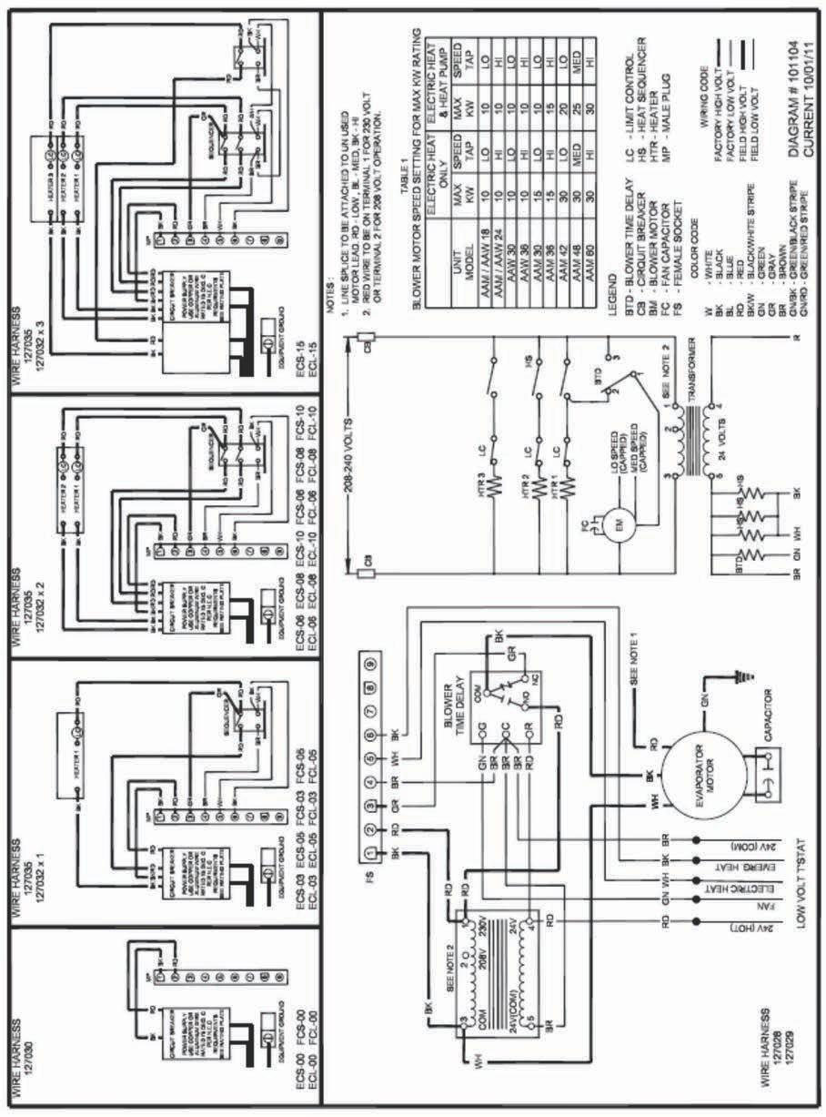 20. Wiring diagram for 00-15 kw heating AAM models HIGH VOLTAGE disconnect all