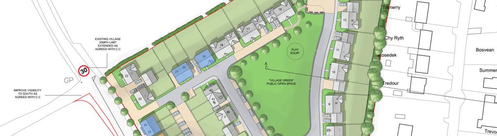 3.4 Proposed Layout The vehicular access is located in the west of the site, using the existing entrance to the field.