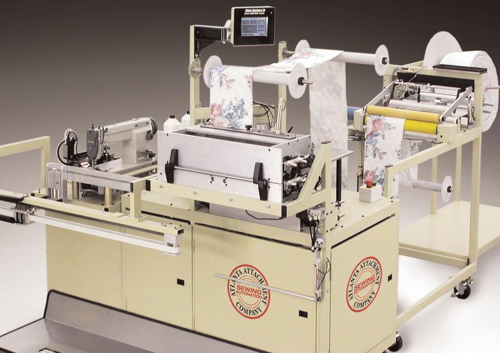 Model 3200 Foundation Border Workstation Continental Style Automatically Measures, Sews Miter, Labels and Closes Border Estimated production: 40 borders per hr.