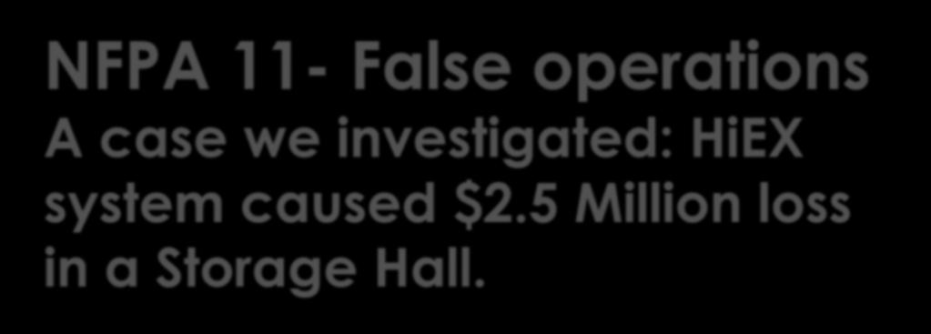 NFPA 11- False operations A case we investigated: