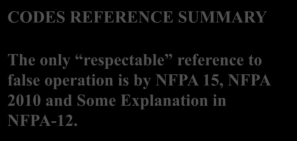 CODES REFERENCE SUMMARY The only respectable reference to false