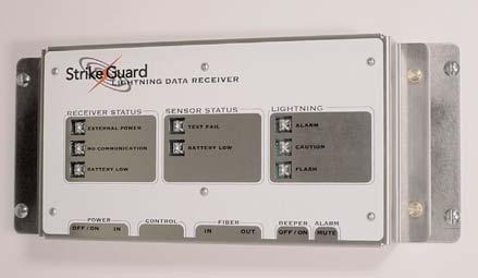 LIGHTNING DATA RECEIVER SPECIFICATIONS: INSTALLATION: Wall-mountable with size 10 screws. ENCLOSURE: Type 304 stainless steel. BATTERY: User-replaceable alkaline C-cells. Low battery indicator.