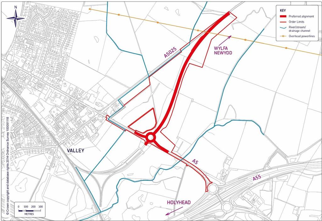 Wylfa Newydd Project Main Consultation Document The purpose of this alignment is to bypass Valley to the east of the village, between the A5 (south of Valley) and a new junction with the A5025 to the