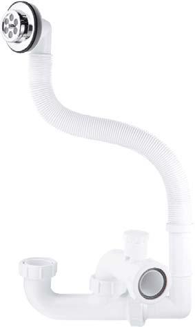 Bath Traps with Overflows SECTION 1 1 1 / 2 " x 75mm Water Seal with flexible Overflow Tube and CP Overflow Grating 1 1 / 2 " x 60mm Water Seal (Extended Body) with flexible Overflow Tube and CP