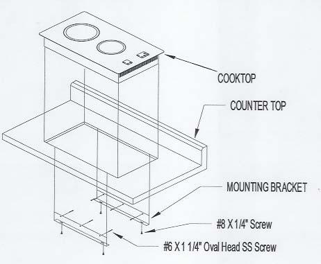 Page 7 STEP #4 Installing the Cook Top (Figure D below) There are two mounting brackets supplied with the glass ceramic cook top. These brackets are designed to hold the cook top firmly in place.