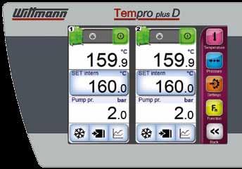 control via solid state relay Optimum visibility and operation of the TEMPRO plus D Touch-screen The actual value and set point are displayed simultaneously.