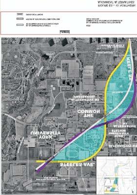 At the time the York Region VNSL EA was filed with the MOE (August, 2005), TTC s EA study had identified three potential alignments for the Spadina Subway Extension to York University (shown below).